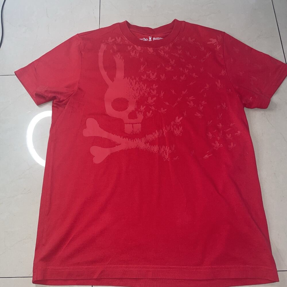 Psycho Bunny T-Shirt men's 4 Medium Graphic Print Crew Neck Short Sleeve Red